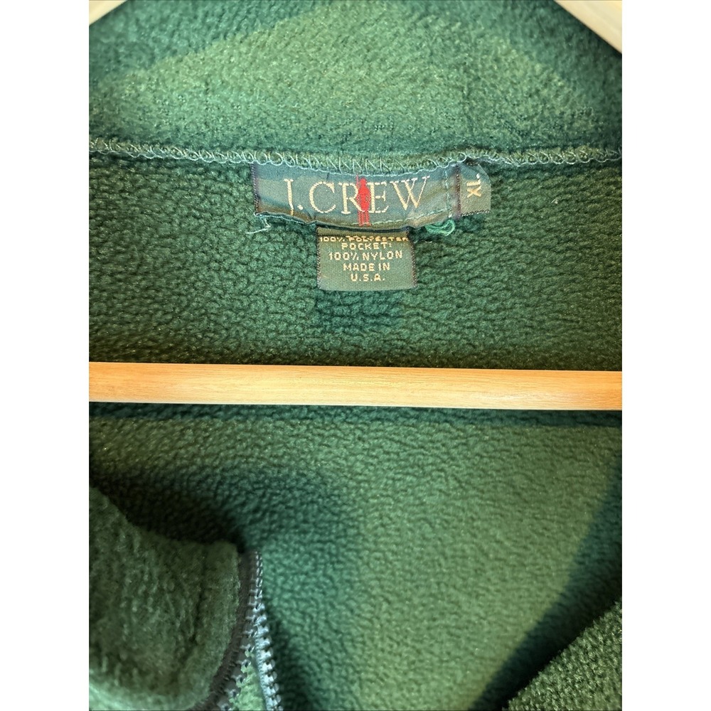 Vintage J Crew Oarsman Jacket Mens XL Green Fleece Pullover Quarter Zip USA Y2K - Picture 2 of 10